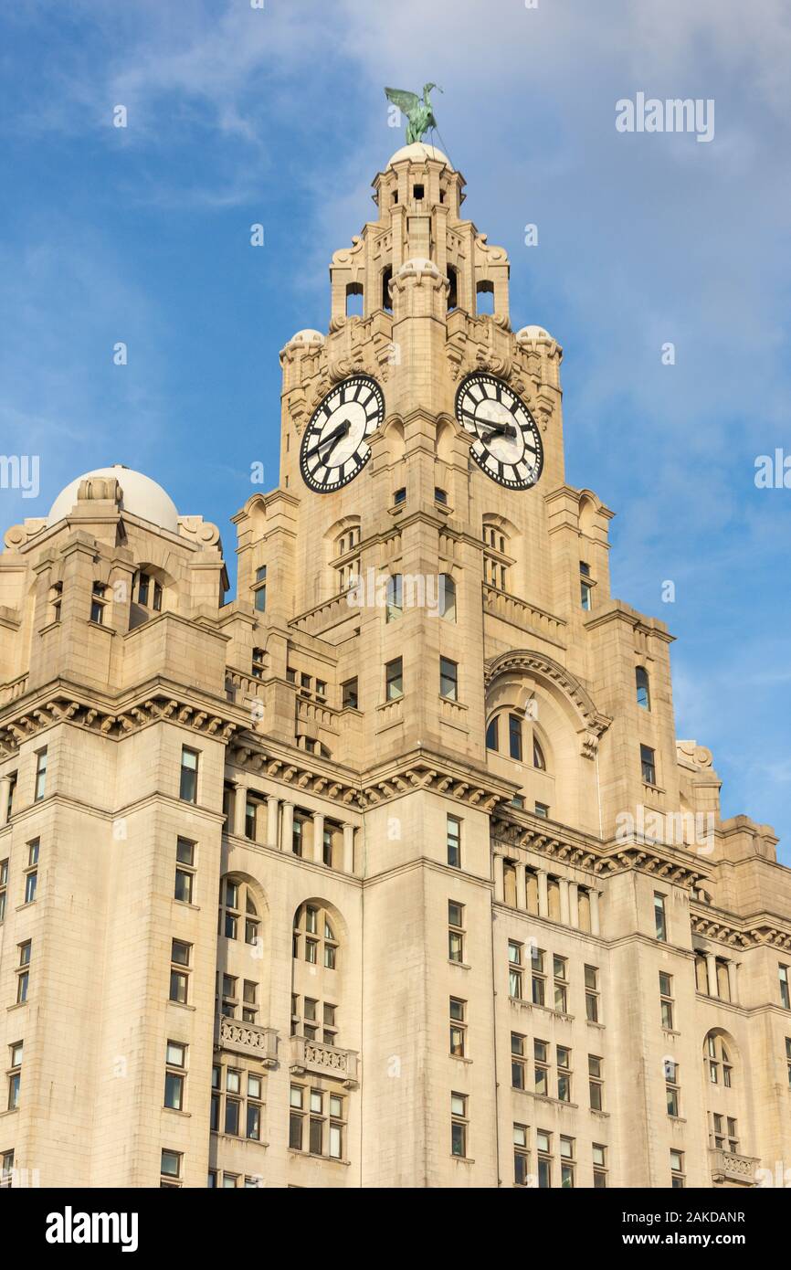 Royal Liver Building, Liverpool Pier Head, Liverpool, Merseyside England, Regno Unito Foto Stock