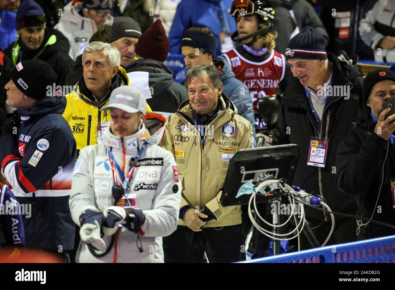 Madonna di Campiglio, Italia, 08 gen 2020, Flavio roda presidente fisi durante la Audi FIS World Cup - 3Tre - Notte uomini Slalom - Sci - Credito: LPS/Luca Tedeschi/Alamy Live News Foto Stock