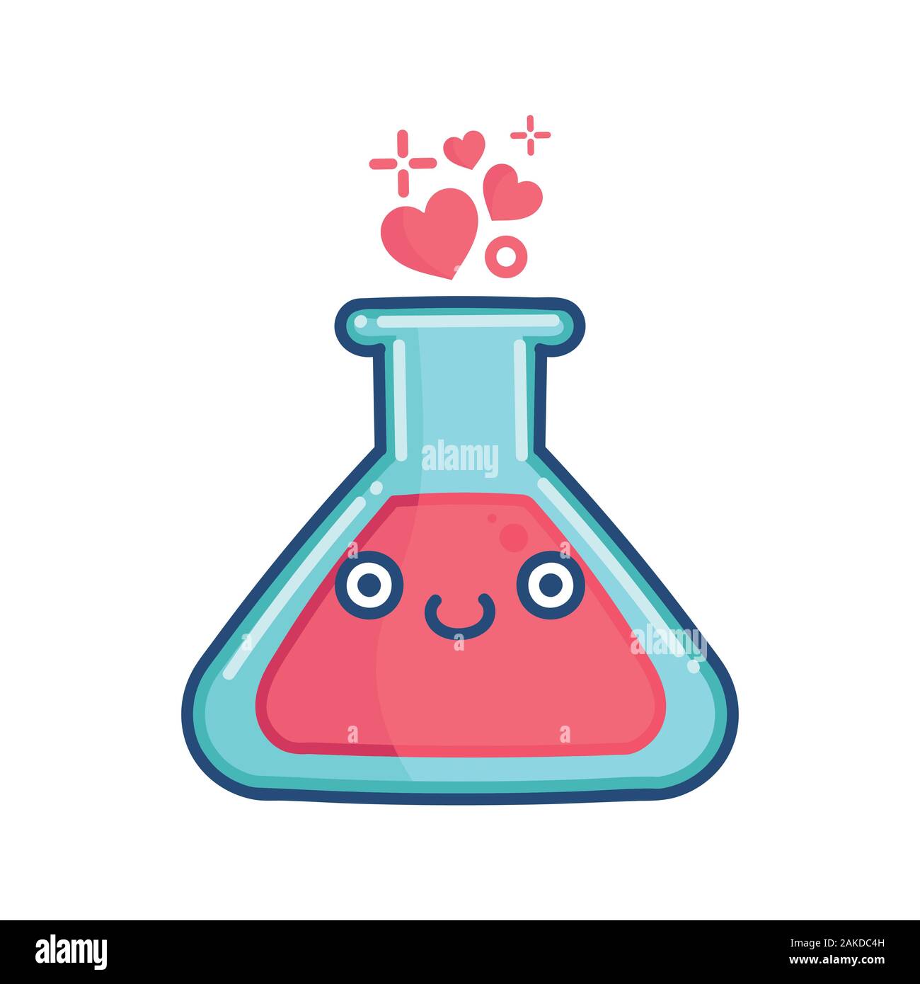 Kawaii valentine pozione d'amore illustrazione isolato su bianco Illustrazione Vettoriale