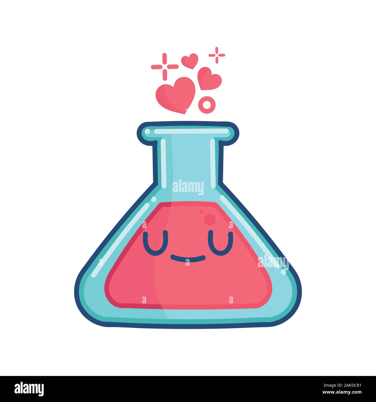 Kawaii valentine pozione d'amore illustrazione isolato su bianco Illustrazione Vettoriale