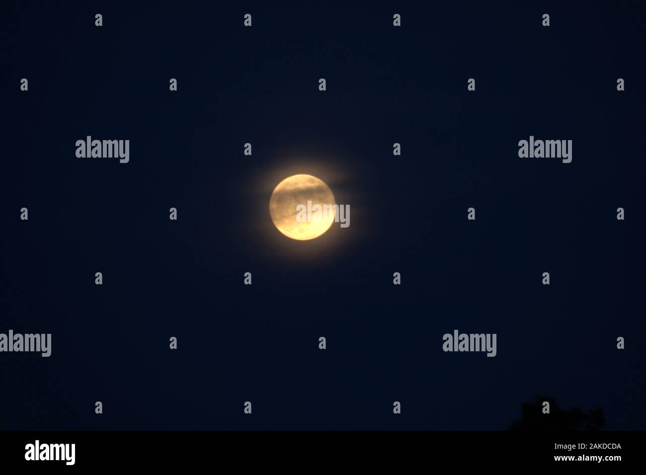 Luna piena sul cielo notturno Foto Stock