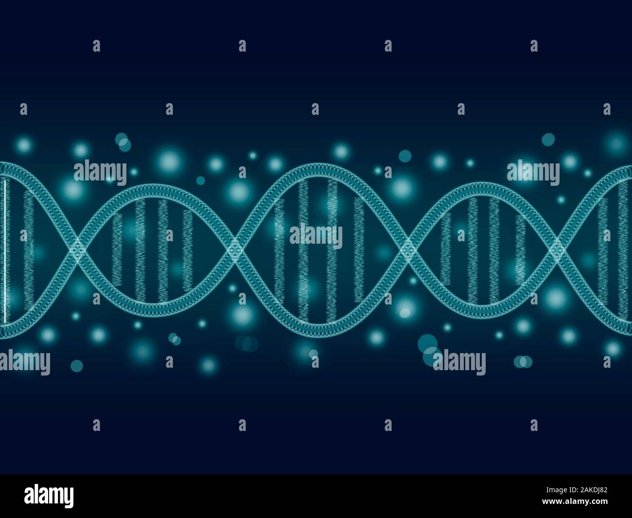 Illustrazione medica del filamento di DNA luminoso. Scientifico concetto genetico della catena del DNA Foto Stock