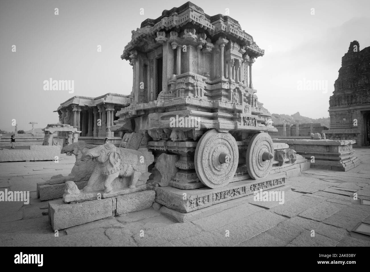 Carro di pietra a Vijaya Vittala Tempio bellissima vista di vijayanagara empire hampi karnataka turismo india Foto Stock