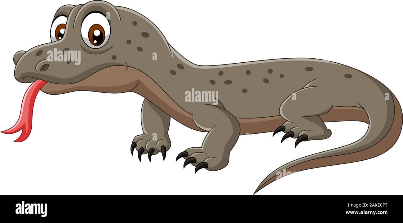 Cartoon drago di Komodo isolati su sfondo bianco Illustrazione Vettoriale
