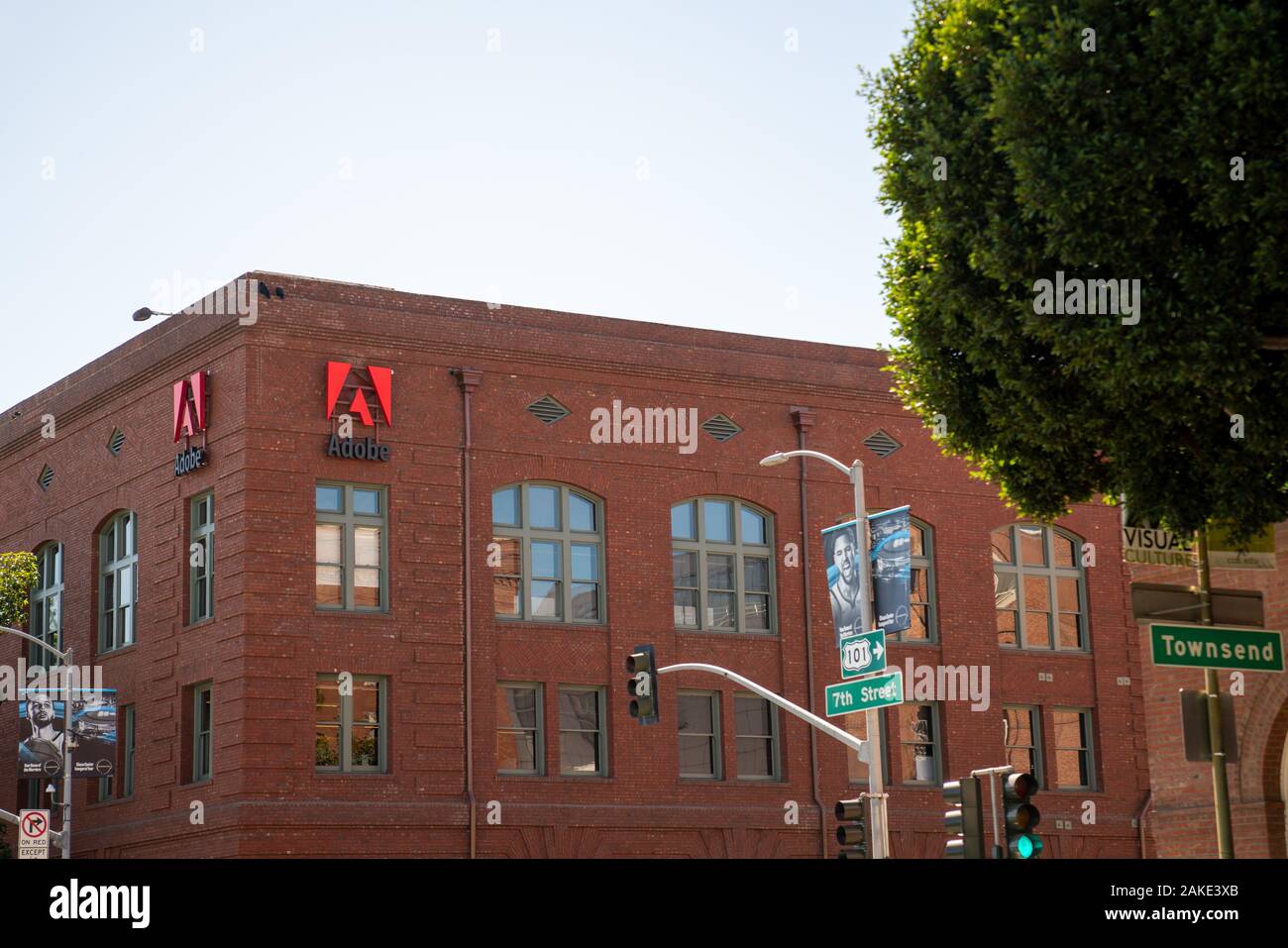 Adobe office posizione nel centro cittadino di San Francisco sulla Townsend Street Foto Stock
