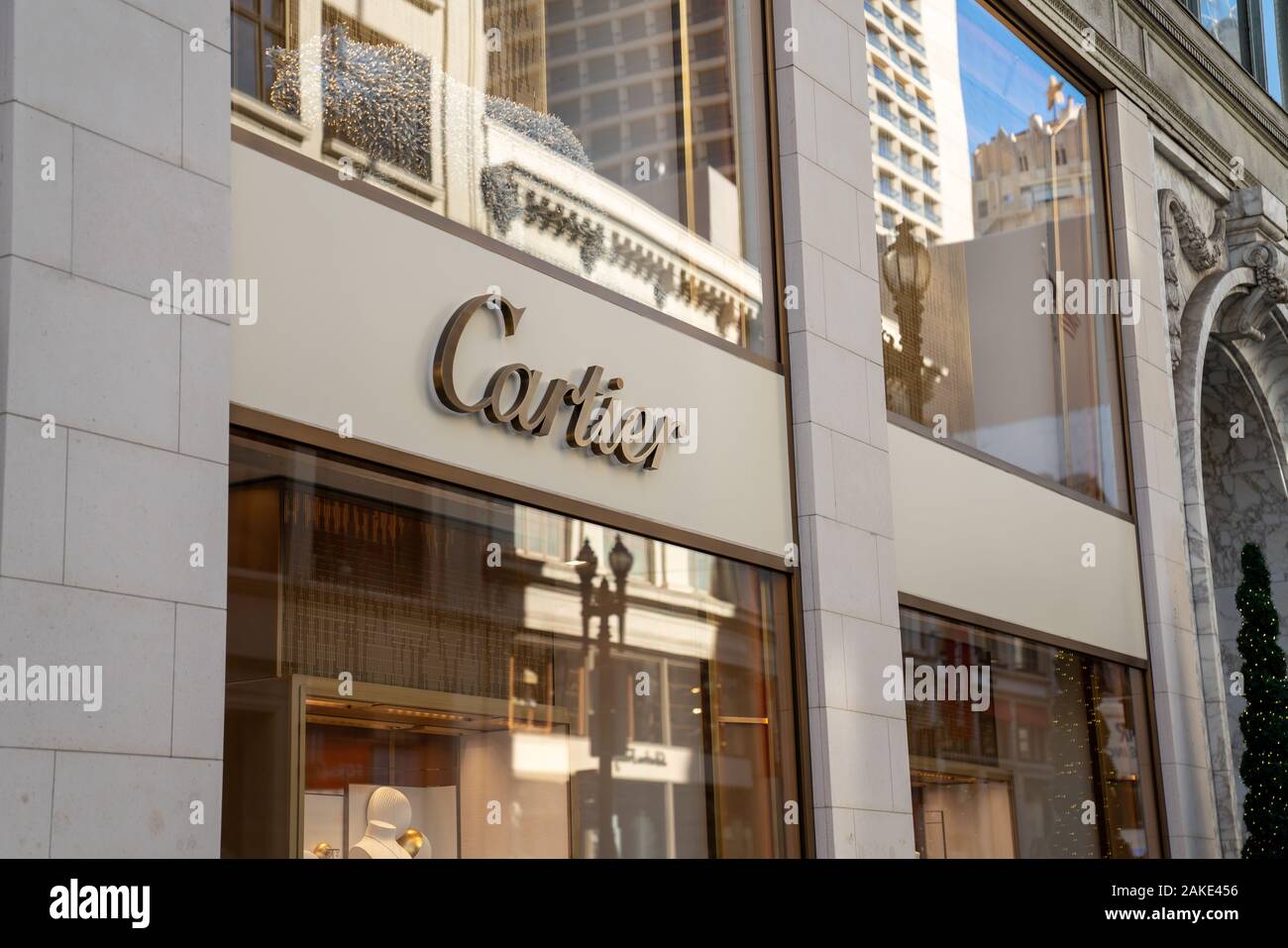 Cartier designer di gioielli ubicazione del negozio di San Francisco Downtown Shopping District Foto Stock