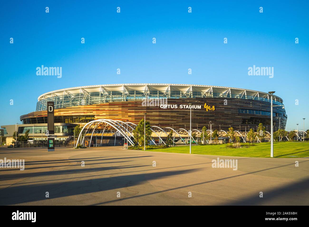 Perth, Australia - 15 Gennaio 2019: Perth Stadium, noto anche come Optus Stadium, è un multi-purpose stadium di Perth, Western Australia, situato in th Foto Stock