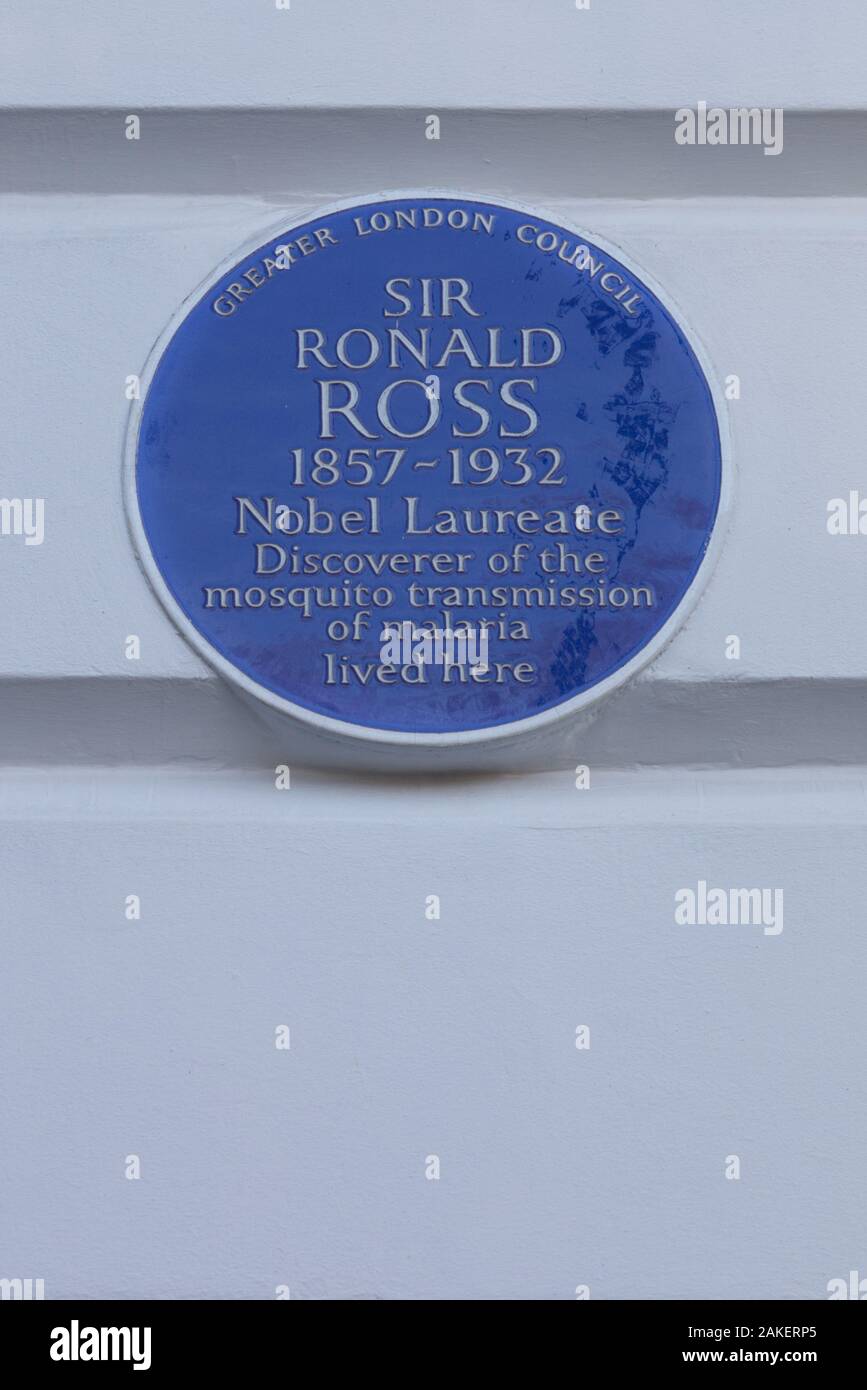 Sir Ronald Ross, nobile laureate targa blu Foto Stock