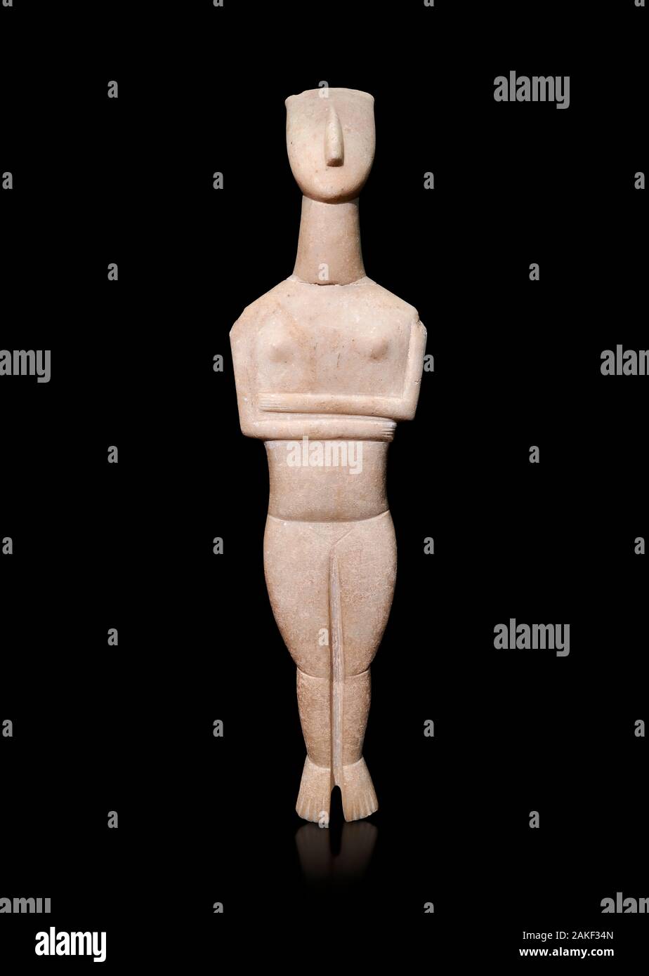 Delle Cicladi tipo canonico, Spedos varietà statuetta femminile statuetta da Naxos o Keros. Inizio periodo cicladico II (2800-2300 a.C.), 'Goulandris Master'. Foto Stock