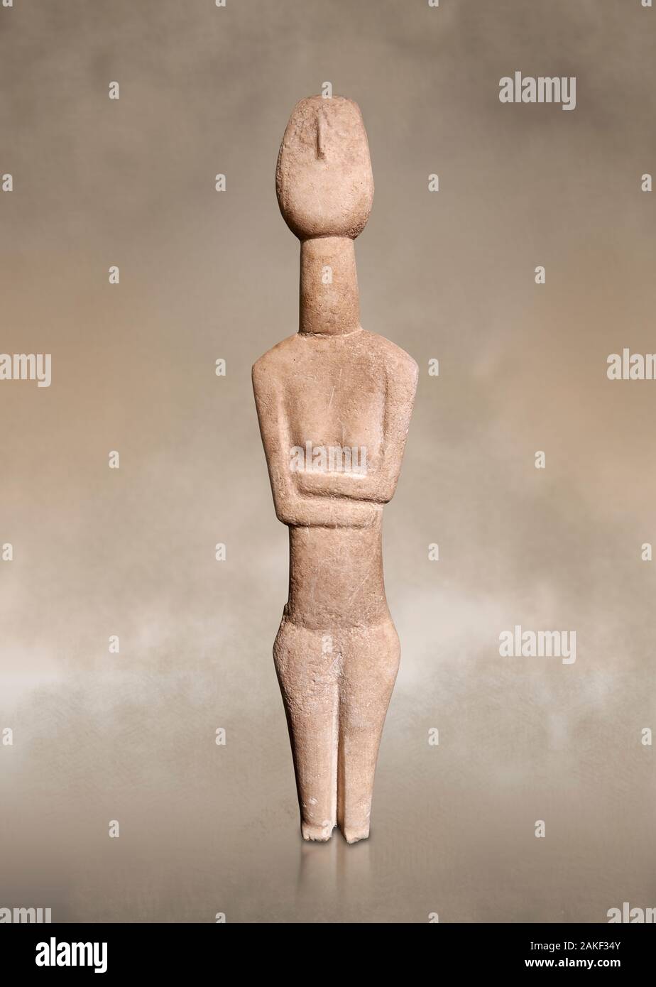 Delle Cicladi tipo canonico, Spedos varietà statuetta femminile statuetta. Inizio periodo cicladico II di Syros fase , (2800-2300 a.C.). Attribuito al "Far fronte Foto Stock