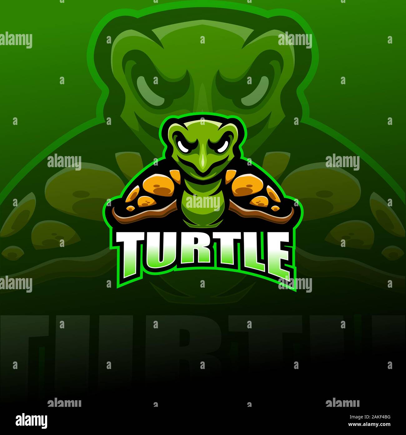 Turtle esporte mascotte logo design Illustrazione Vettoriale