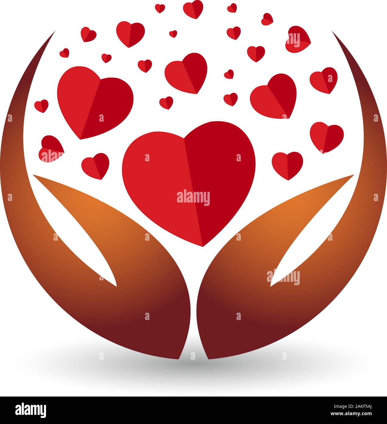 logo del cuore della mano Foto Stock