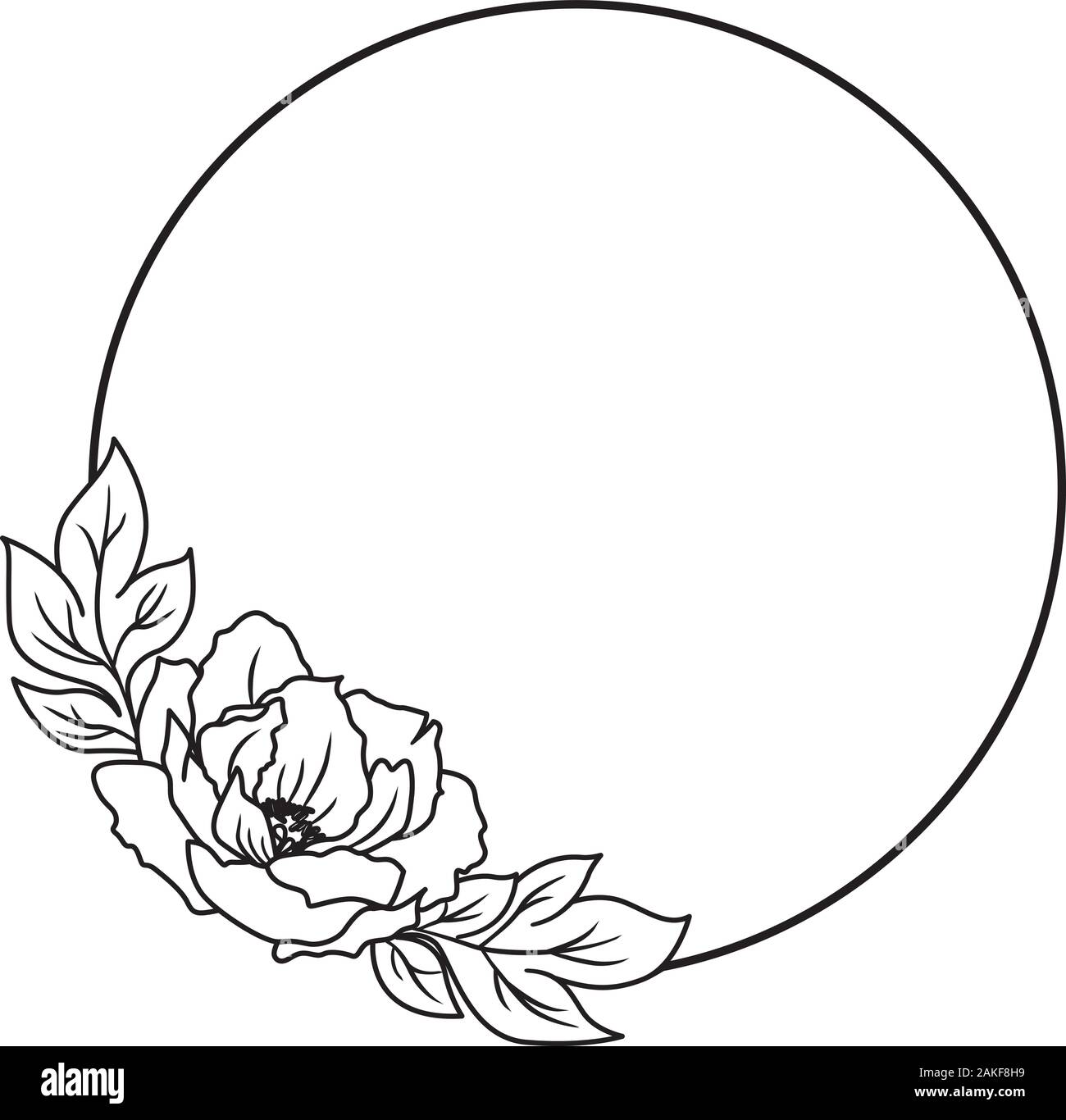 Cerchio floreale corona, cornice di fiori per invito a nozze, biglietto di auguri di compleanno Immagine e Vettoriale - Alamy