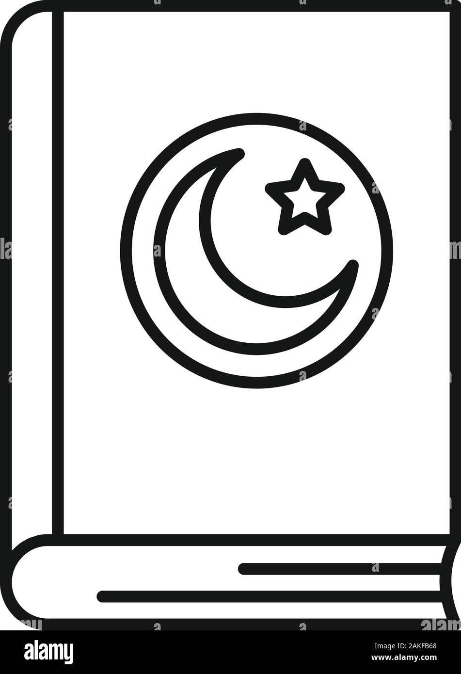 Corano icona a forma di libro. Delineare corano libro icona vettoriali per il web design isolato su sfondo bianco Illustrazione Vettoriale