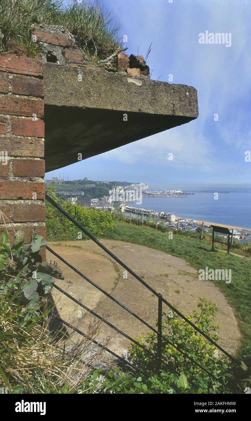 St Martin's batterie di artiglieria che si affaccia sul porto di Dover, Kent, England, Regno Unito Foto Stock