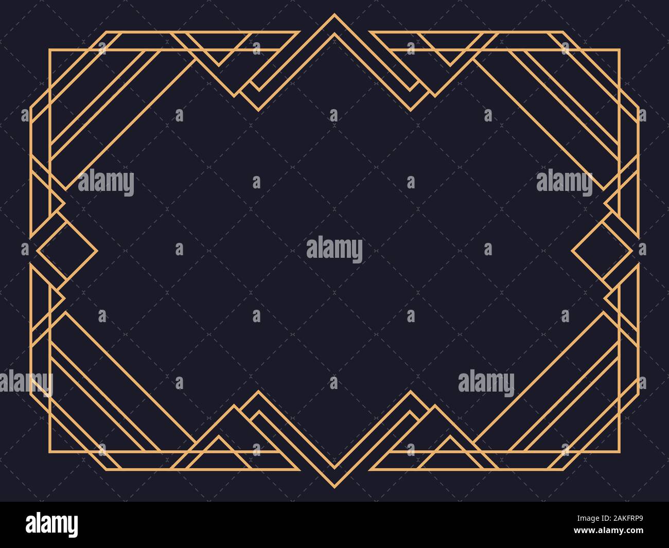 Art deco frame. Vintage margine lineare. La progettazione di un modello per gli inviti, volantini e biglietti di auguri. Lo stile degli anni venti e trenta. Vector illust Illustrazione Vettoriale