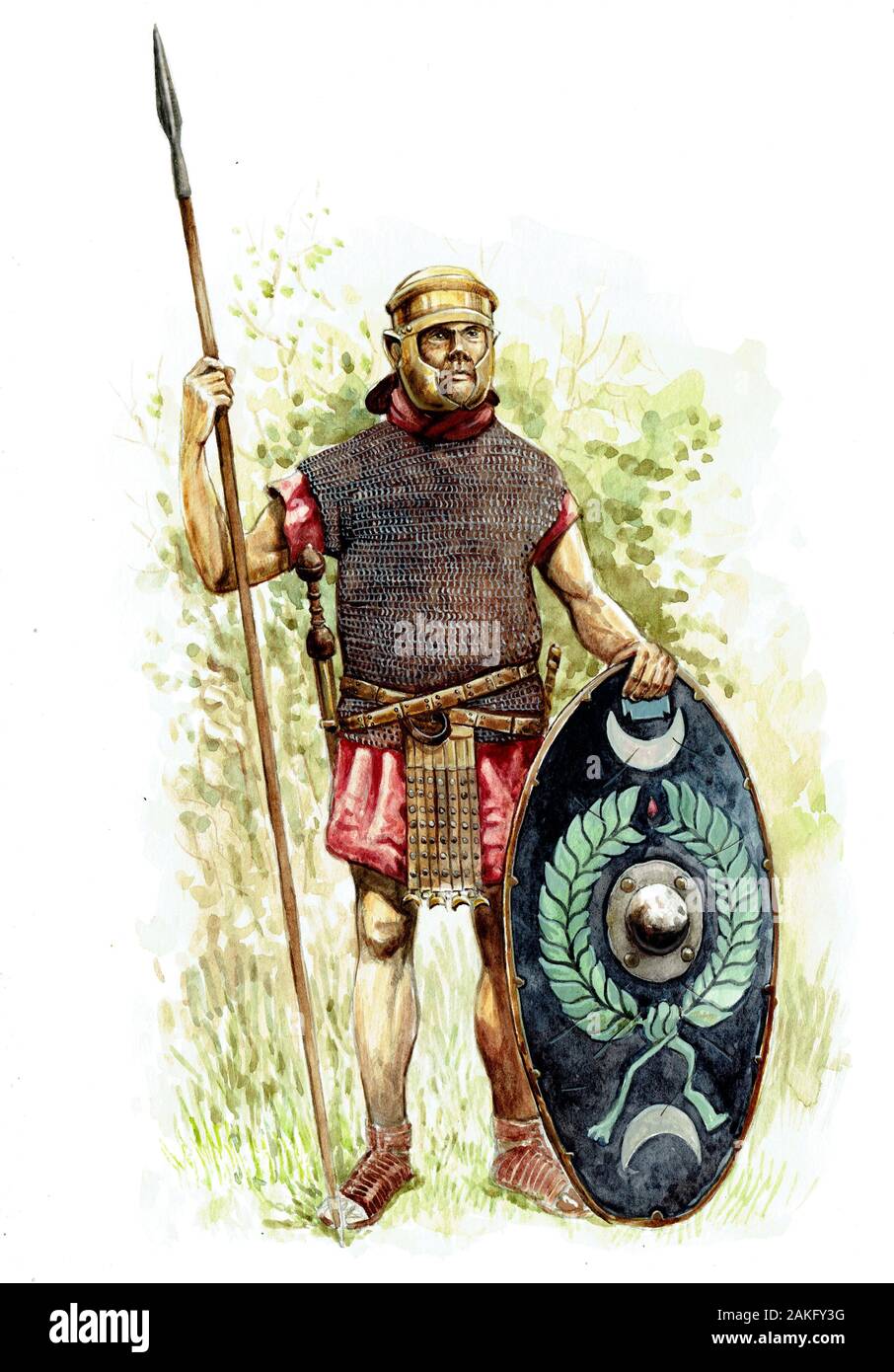 Illustrazione degli ausiliari romani. Legionario romano. Soldato ausiliario. Foto Stock