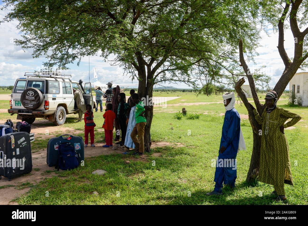 Il Ciad, Guéra, Mongo, pista, PAM programma alimentare mondiale / volo TSCHAD , Guéra, Mongo, am Flugplatz Foto Stock