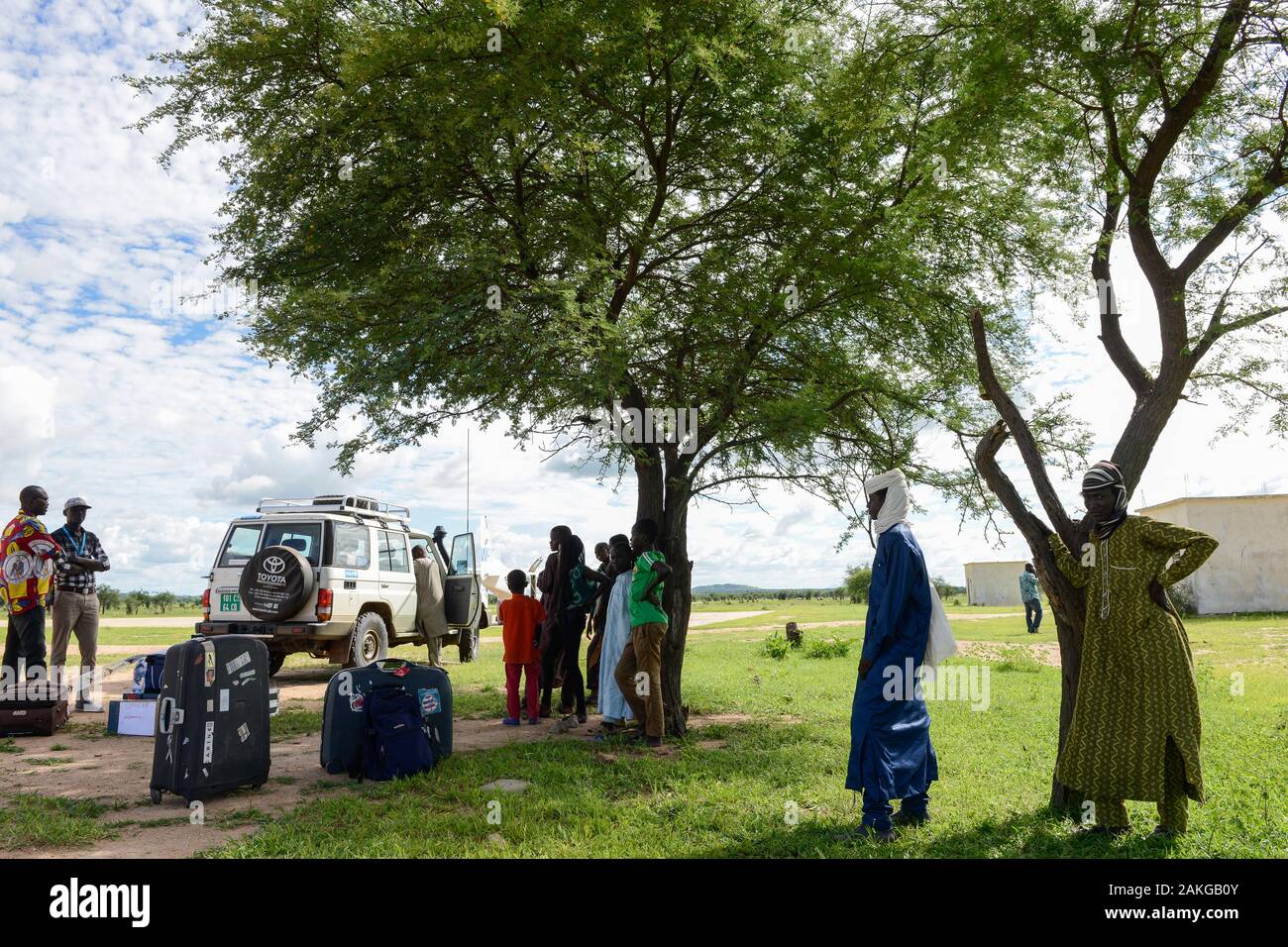 Il Ciad, Guéra, Mongo, pista, PAM programma alimentare mondiale / volo TSCHAD , Guéra, Mongo, am Flugplatz Foto Stock