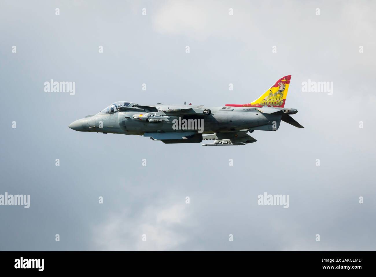 Fairford, Gloucestershire, Regno Unito - 20th luglio 2019: Spagnolo Marina EAV-8B Harrier II Espone al Fairford International Air Tattoo 2019 Foto Stock