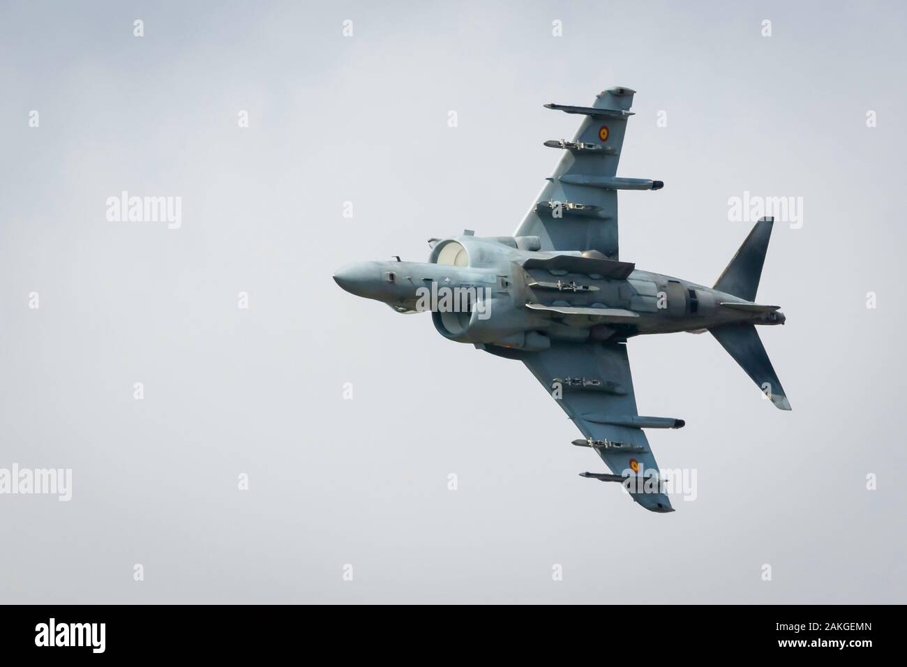 Fairford, Gloucestershire, Regno Unito - 20th luglio 2019: Spagnolo Marina EAV-8B Harrier II Espone al Fairford International Air Tattoo 2019 Foto Stock