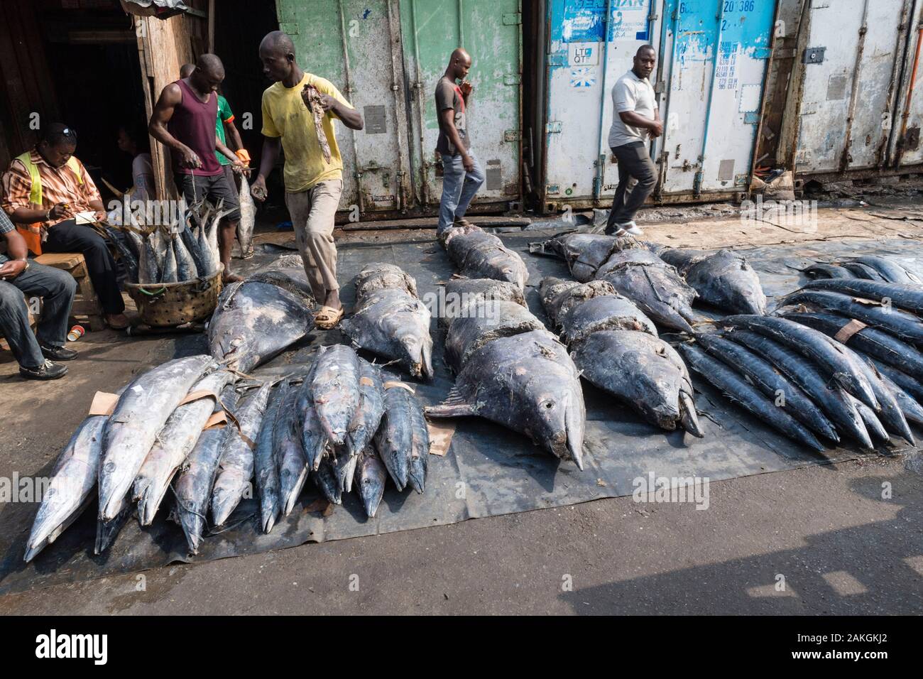La Costa d Avorio, Abidjan,mercato del pesce Foto Stock