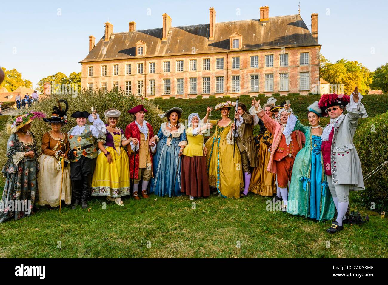 Francia, Yvelines (78), les Mesnuls, Les Mesnuls castlle,Giornata del Patrimonio 2019, le comparse in costume durante una ricostruzione storica Foto Stock
