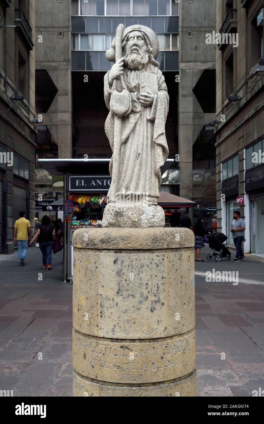Il Cile, Santiago de Chile, statua dell Apostolo San Giacomo Patrono della città Foto Stock
