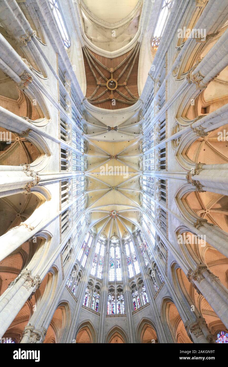 Francia, Oise, Beauvais, Saint-Pierre de Beauvais Cattedrale (13th del XVI secolo) con il più alto coro gotico nel mondo, coro vaults Foto Stock