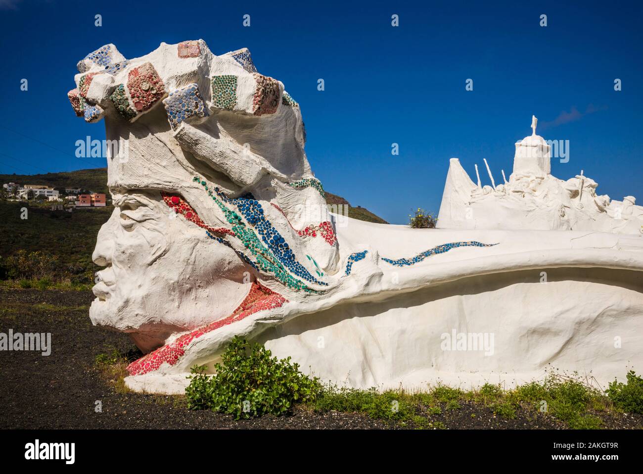 Spagna Isole Canarie El Hierro Island, Valverde, capitale dell'isola, statue in gesso dal tradizionale dei tre re le celebrazioni del Natale Foto Stock