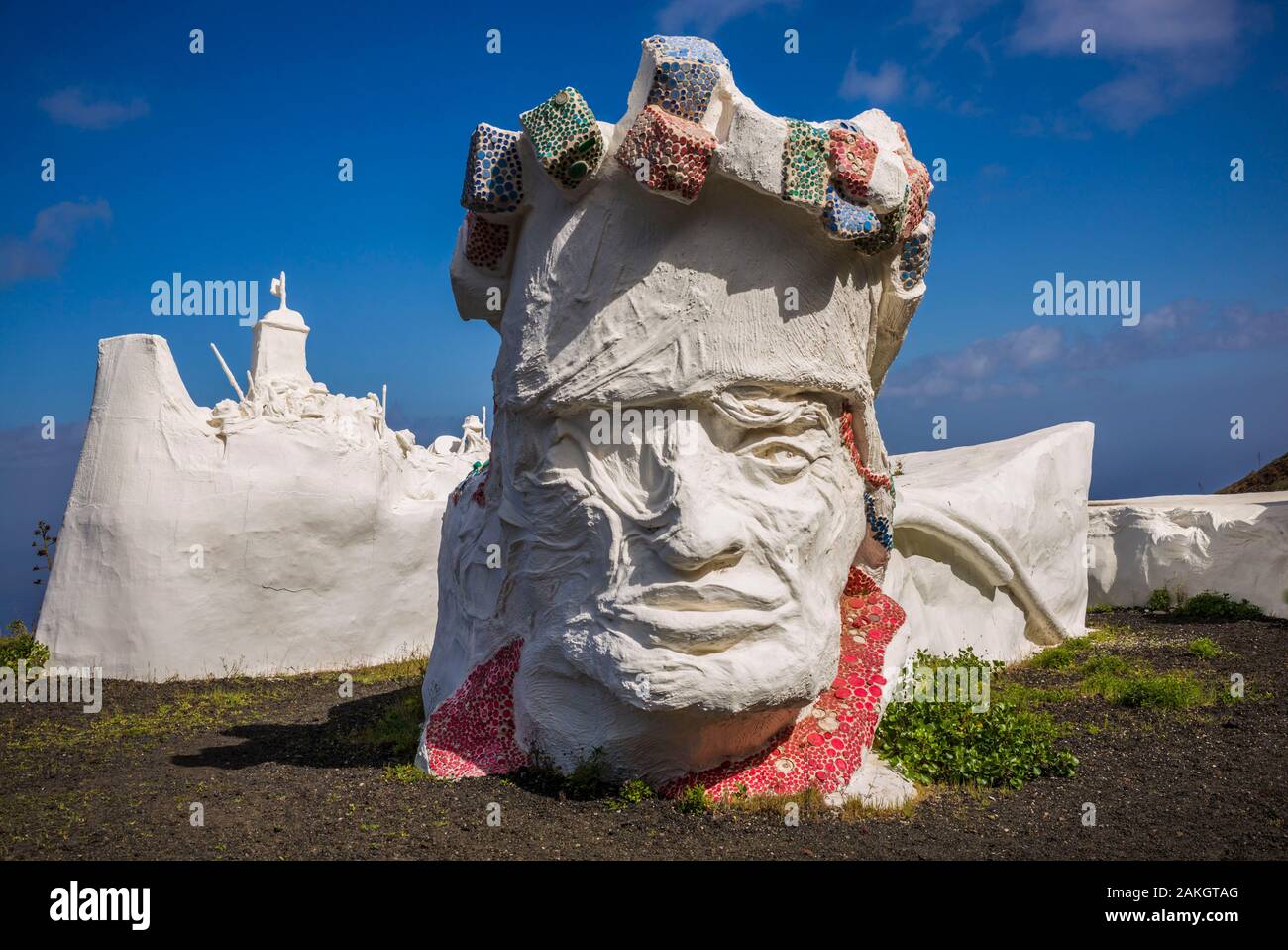Spagna Isole Canarie El Hierro Island, Valverde, capitale dell'isola, statue in gesso dal tradizionale dei tre re le celebrazioni del Natale Foto Stock