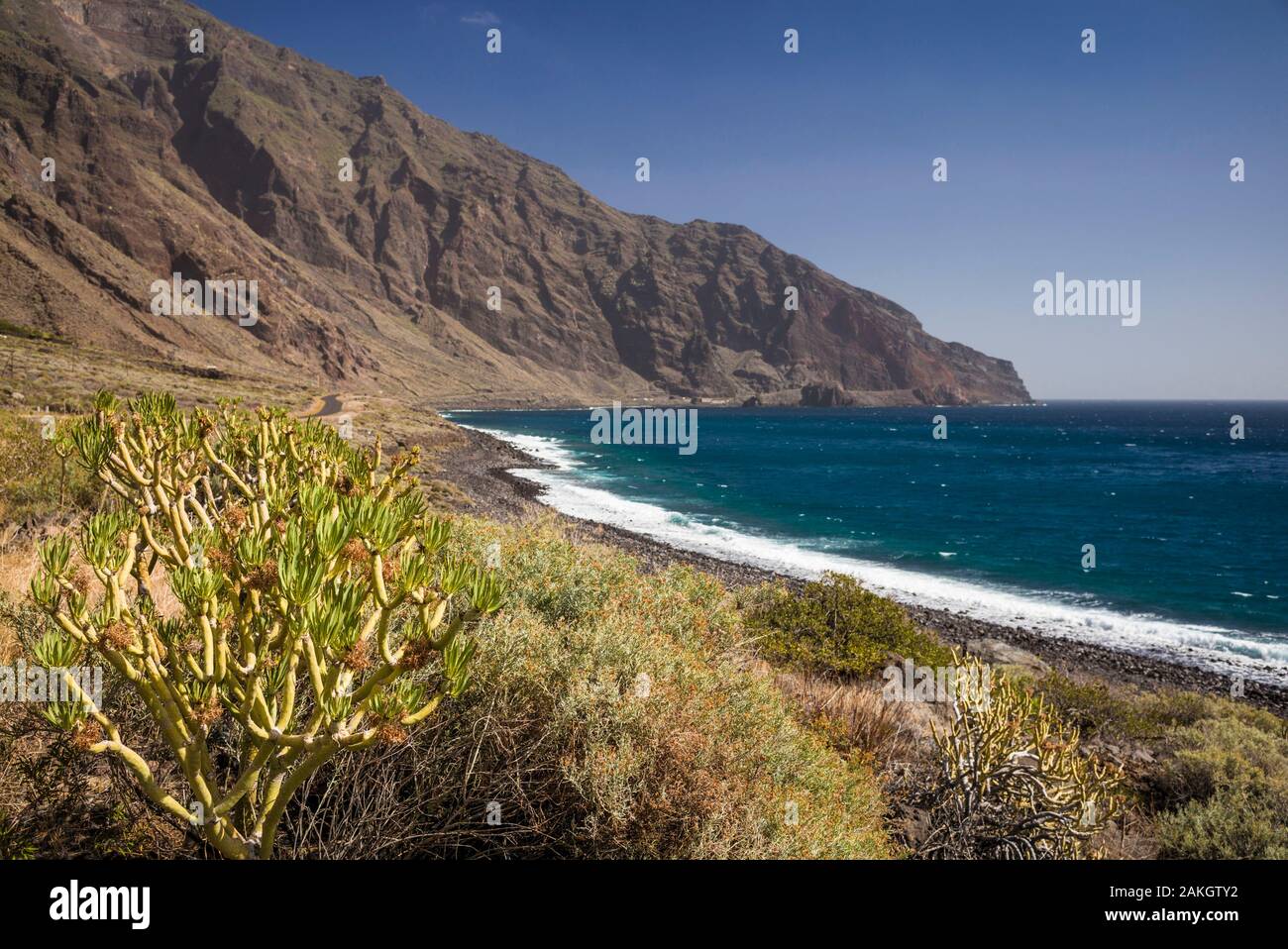 Spagna Isole Canarie El Hierro Island, east coast, vista da HI 2 autostrada Foto Stock