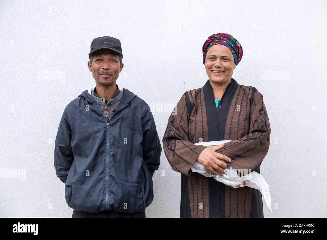 Sud Africa, Western Cape, abitanti del quartiere Bo-Kaap, quartiere musulmano, nel cuore di Cap Città Foto Stock