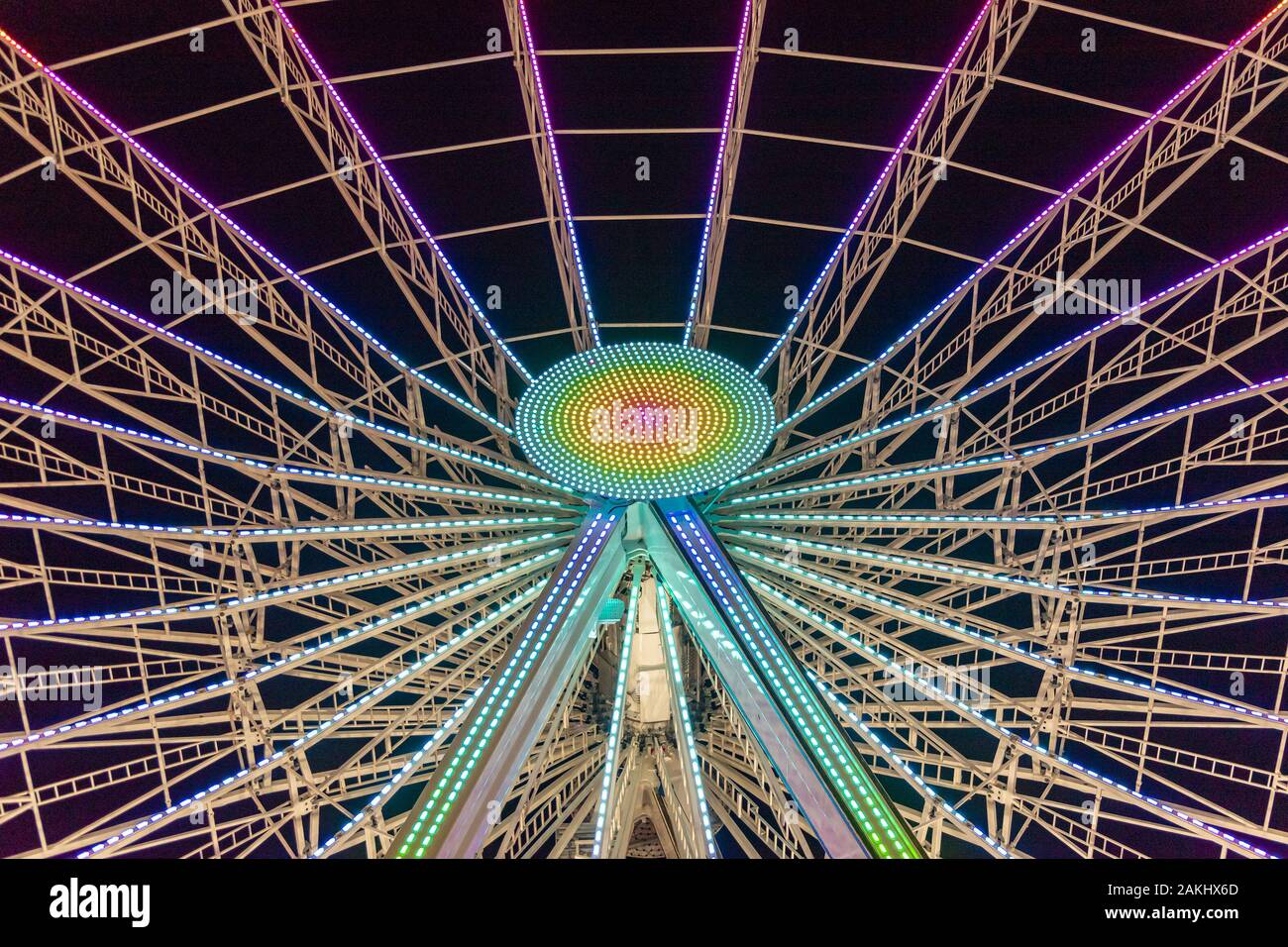 Winter Wonderland ruota grande al tramonto Foto Stock