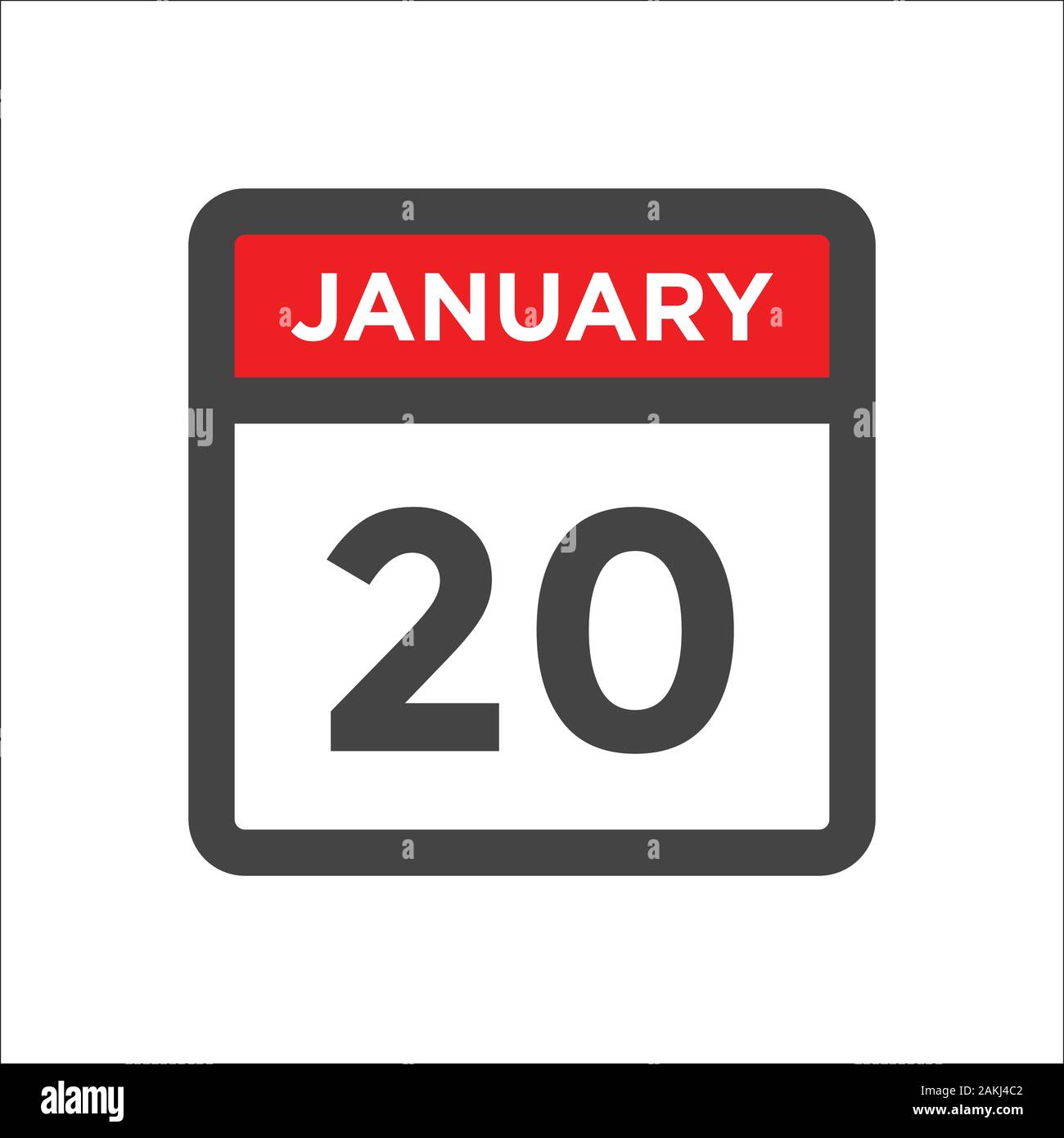 Gennaio 20 icona calendario w giorno del mese Illustrazione Vettoriale