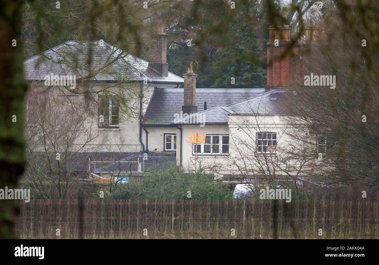 Frogmore Cottage, la casa del principe Harry e Meghan Markle, il Duca e la Duchessa di Sussex, nel parco del Castello di Windsor visto durante i lavori di ristrutturazione Foto Stock