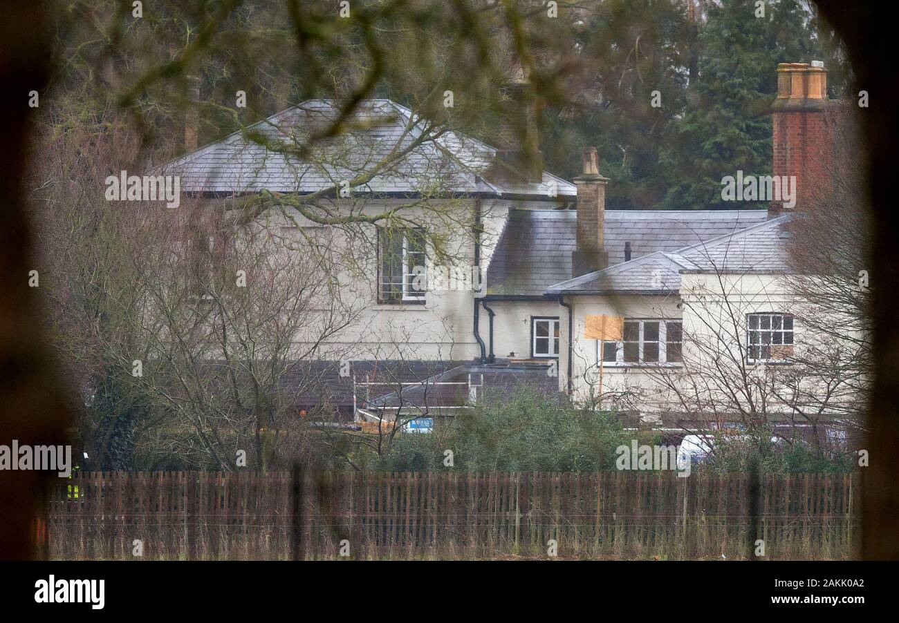 Frogmore Cottage, la casa del principe Harry e Meghan Markle, il Duca e la Duchessa di Sussex, nel parco del Castello di Windsor visto durante i lavori di ristrutturazione Foto Stock