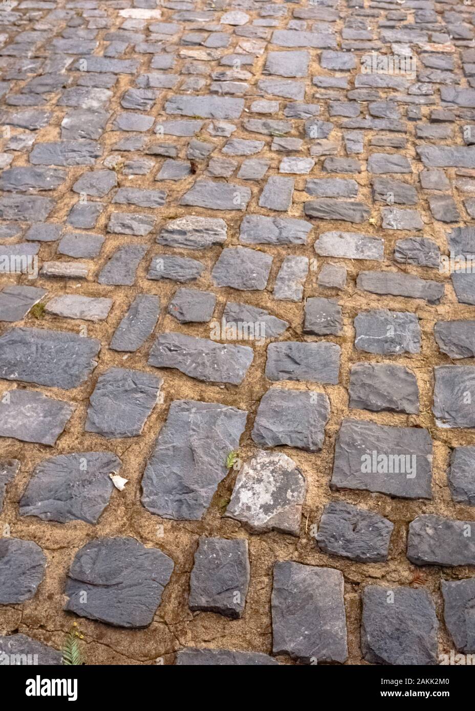 Bella pavimentazione di pietra in zone montuose insediamento nel villaggio di Elati, Grecia Foto Stock