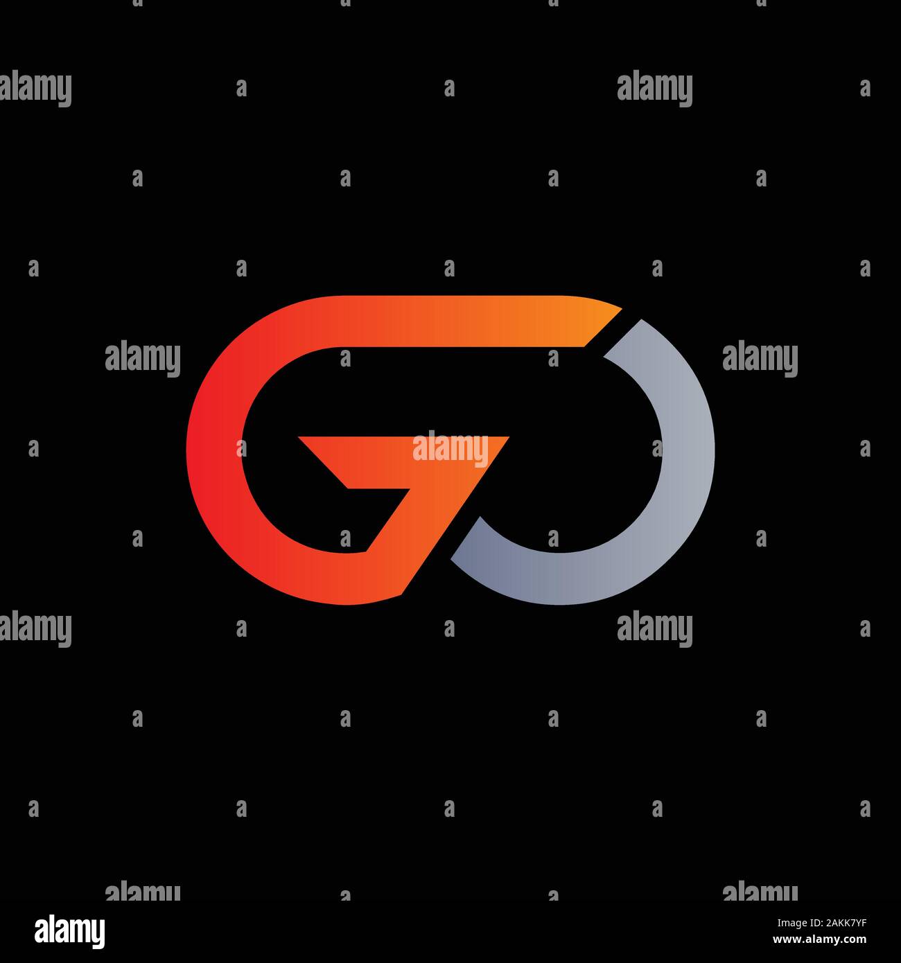 Andare iniziale lettera collegata Logo. Passare il tipo di lettera Logo Design template vettoriale. Lettera di Abstract Vai logo Design Illustrazione Vettoriale