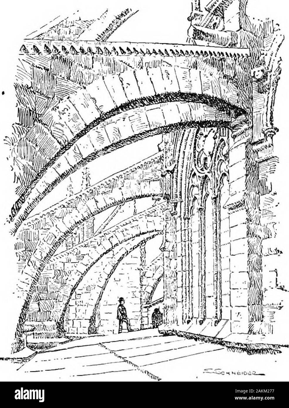 La storia dell'Europa, antica e medioevale: prima l'uomo, l'Orient, Grecia e Roma . il soffitto concavestone, che è noto come il vaulting (A), potrebbe essere sup- -/"*, portati da nervature {B). Questi potrebbero a loro volta bebrought insieme andsupported sulla sommità del pil-lars che appoggiato sul thefloor della chiesa. Sofar così buono! Ma thebuilders wellenough sapeva che le nervature pillarsand sarebbe bepushed oltre da theweight e outwardthrust del stonevaulting se essi werenot supportedfrom saldamente all'esterno. In vece di erigere heavywalls per assicurare questa sup-port avevano recourseto contrafforti (Z)), cuisono costruito Foto Stock