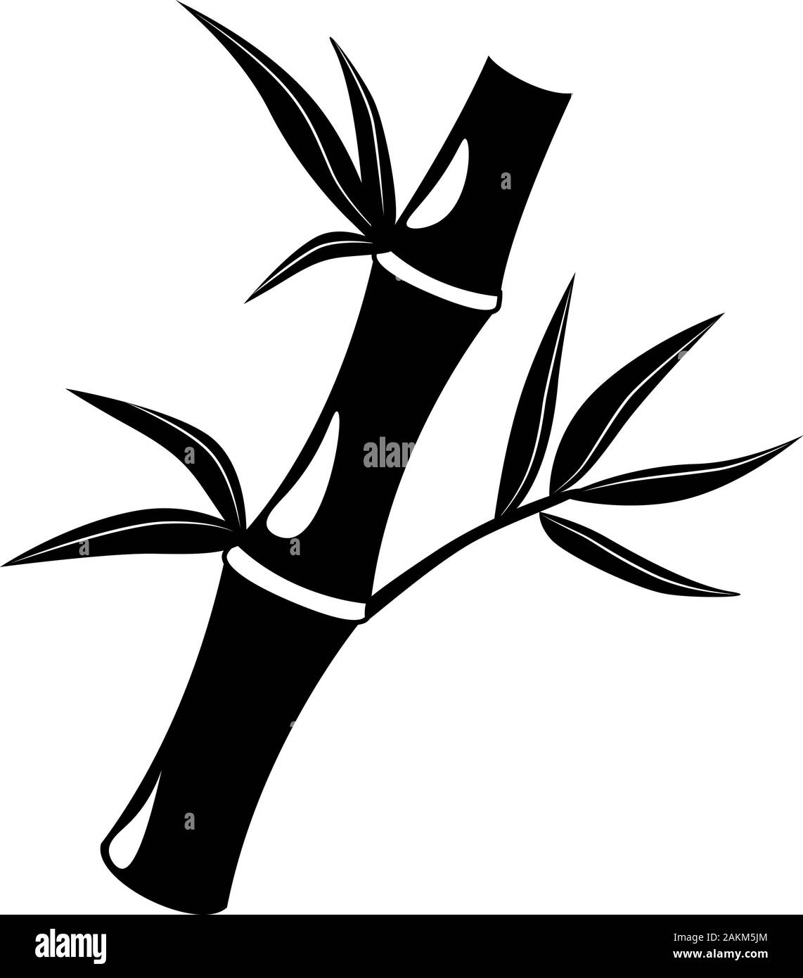 Glifo cinese bamboo icona su sfondo bianco. Nero business Wellness spa logo design. Asia tropicale pianta modello. Trattamenti di massaggio vettore simbolo di cosmetici. Relax concetto naturale pittogramma. Illustrazione Vettoriale