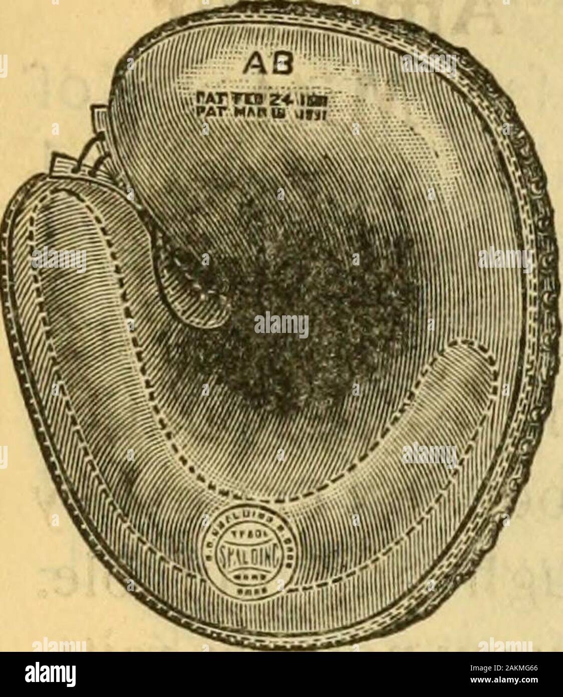 Spalding di base della guida a ricircolo di sfere e classifica ufficiale prenota per ..: un completo manuale del gioco nazionale della sfera di base .. . Spaldings giovani Mitt Pizzo brevetto Back qualità superiore youthsmitt. Realizzato con amianto extraquality buck, dito faceand pezzo extremelytough e durevole ; wellpadded ; andfaced rinforzato al pollice e doublerow di cuciture su heelpad; cinturino e fibbia fListenirig sul retro.No. AB. Ogni, $i.OO Spaldings giovani Hitt brevetto torna in pizzo molto youthsmitt riparabile. Viso e dito piecemade di amianto buck, sidesand retro della ditta tannedleather; rinforzato e lacedat pollice e d Foto Stock