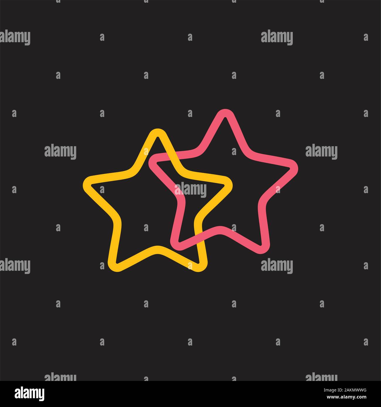 Linea collegati due geometrica stella simbolo vettore logo Illustrazione Vettoriale
