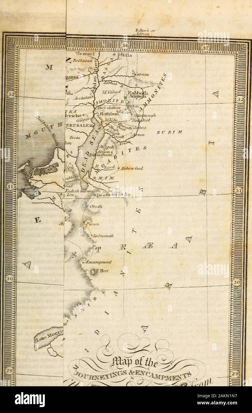 Un biblico e teologico: dizionario esplicativo della storia, costumi e usanze di Giudei e nazioni confinanti . er il nome generale di arabi. Thegreater parte di questo quartiere è costituito da nakedrocks e sabbia silicea e pianure; ma con-tained anche alcune macchie fertile, in particolare nella penisola del Sinai, e attraverso la gamma thelong del monte Seir. La seconda regione o Arabia deserta, isbounded a nord e a nord-est da theEuphrates, ad est da una cresta di mountainswhich separa dalla Caldea, sul southby Arabia Felix, e a ovest con la Siria, Ju-dea, e Foto Stock