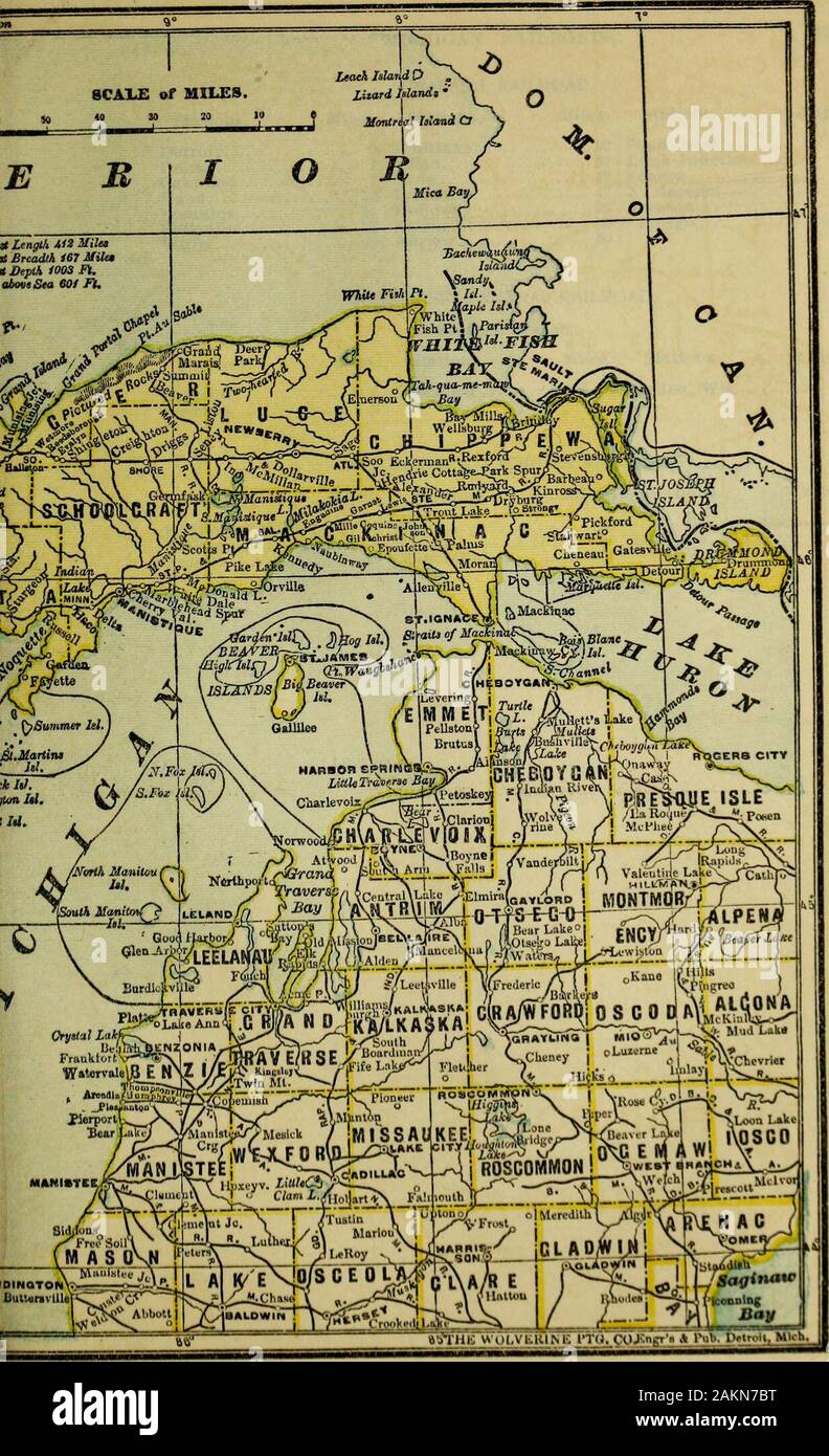 Michigan official directory e manuale legislativo per gli anni .. . Q0° COWBIGMT NOV. MICHIGAN FERROVIE. 257 stazioni. Miglia. Detroit 0 Delray 4 Oakwood 7 mano 12 Romolo 19 22 Belleville Willis 29 stazioni. Bessemer .Siemens .. WABASH RAILROAD. Stazioni. Miglia. La Whittaker 32 Milano 37 cono 42 Britton 47 Holloway 52 Raisin Centro 55 Adrian 59 stazioni. Miglia. Sand Creek 66 Lima Junction 68 Seneca 70 N. Morenci 73 Munson 80 Chicago 272 miglia..... 33 WISCONSIN FERROVIA CENTRALE.Penokee filiale. Miglia. Stations.Ironwood . Miglia. Stations.Mellen, Wis. WISCONSIN & MICHIGAN FERROVIA. Stazioni. Faithor Foto Stock