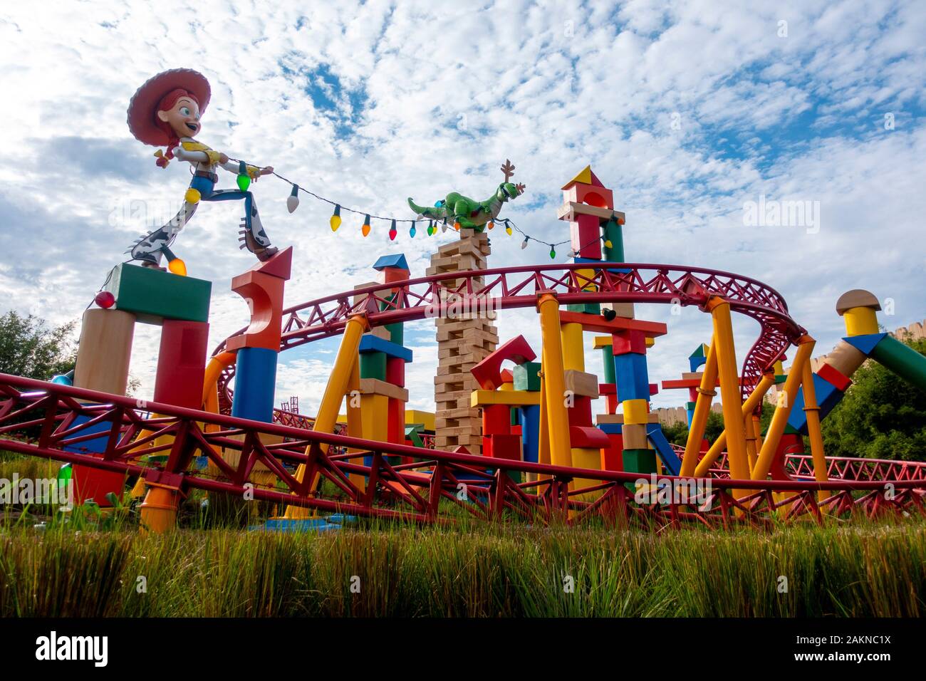 Slinky Dog Dash roller coaster in Toy Story sezione del mondo di Hollywood Studios a Orlando in Florida. Foto Stock