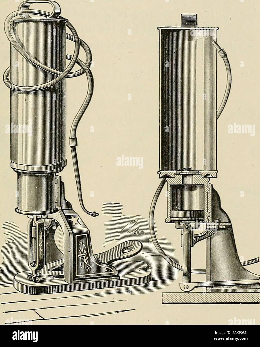 Un pratico trattato sulla meccanica odontoiatria . ambra, pronto per essere utilizzato in grandi o piccole quantità alla willof l'operatore, da un rapido o lento movimento del pedale. Esercitando unapressione di da 2 a 12 libbre è prodotta presso la volontà di theoperator, accelerando il movimento del piede e possono essere.con-tinued ma con poco sforzo. La macchina pesa 12 libbre,e misure di 22 cm di altezza. La pompa-cilindro è 2J/2cm di diametro, con tre pollici corsa. La mechan interno-ism è chiaramente illustrata in Fig. 11, e la sua semplicità sarà atonce apprezzato. Esso richiede un occasionale dro Foto Stock