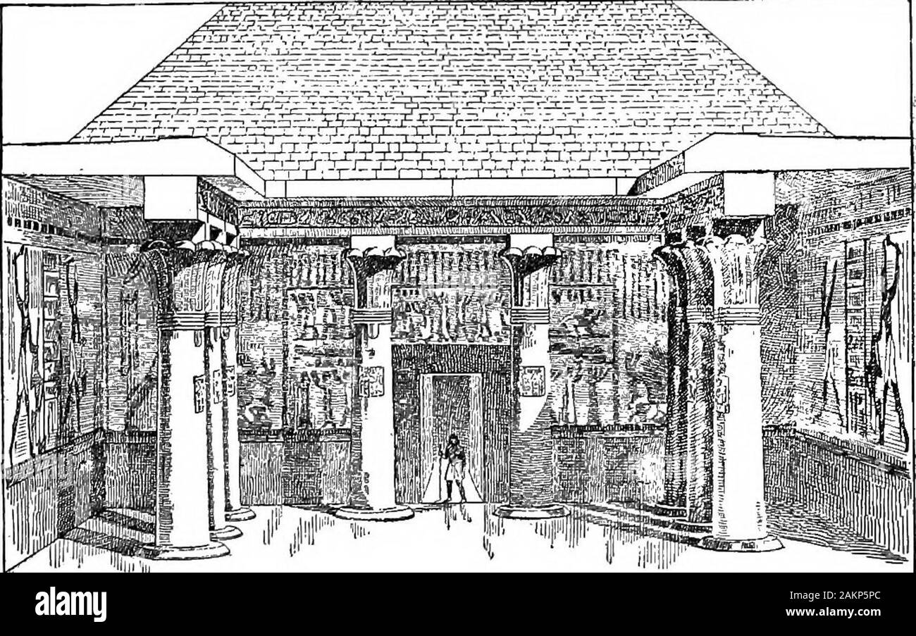 La storia dell'Europa, antica e medioevale: prima l'uomo, l'Orient, Grecia e Roma . n luogo di mercato il commercio è la storia dell'Egitto 27 effettivo scambio di merci, comunemente chiamato il baratto o traffico.Tale era il business della gente comune. Se potessimo vedere transazioni thelarge nel palazzo, dovremmo trovare anelli pesanti di Fig. 10. Villa di un nobile egiziano Il giardino è sbarrato con una parete alta. Ci sono piscine su entrambi i lati come si entra e una lunga arbor si estende in basso al centro. La casa nella parte posteriore, embowered in alberi, è coronata da un tetto giardino ombreggiato con tende di arazzo gol Foto Stock