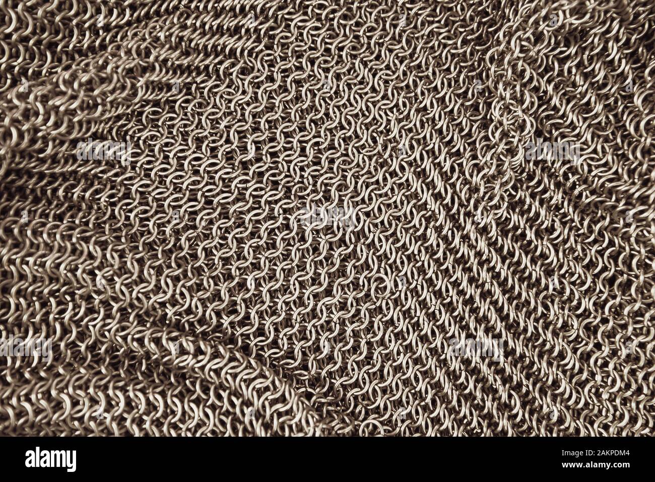 Un autentico modello di chainmail sfondo utilizzati come armatura per il corpo durante il medioevo Foto Stock