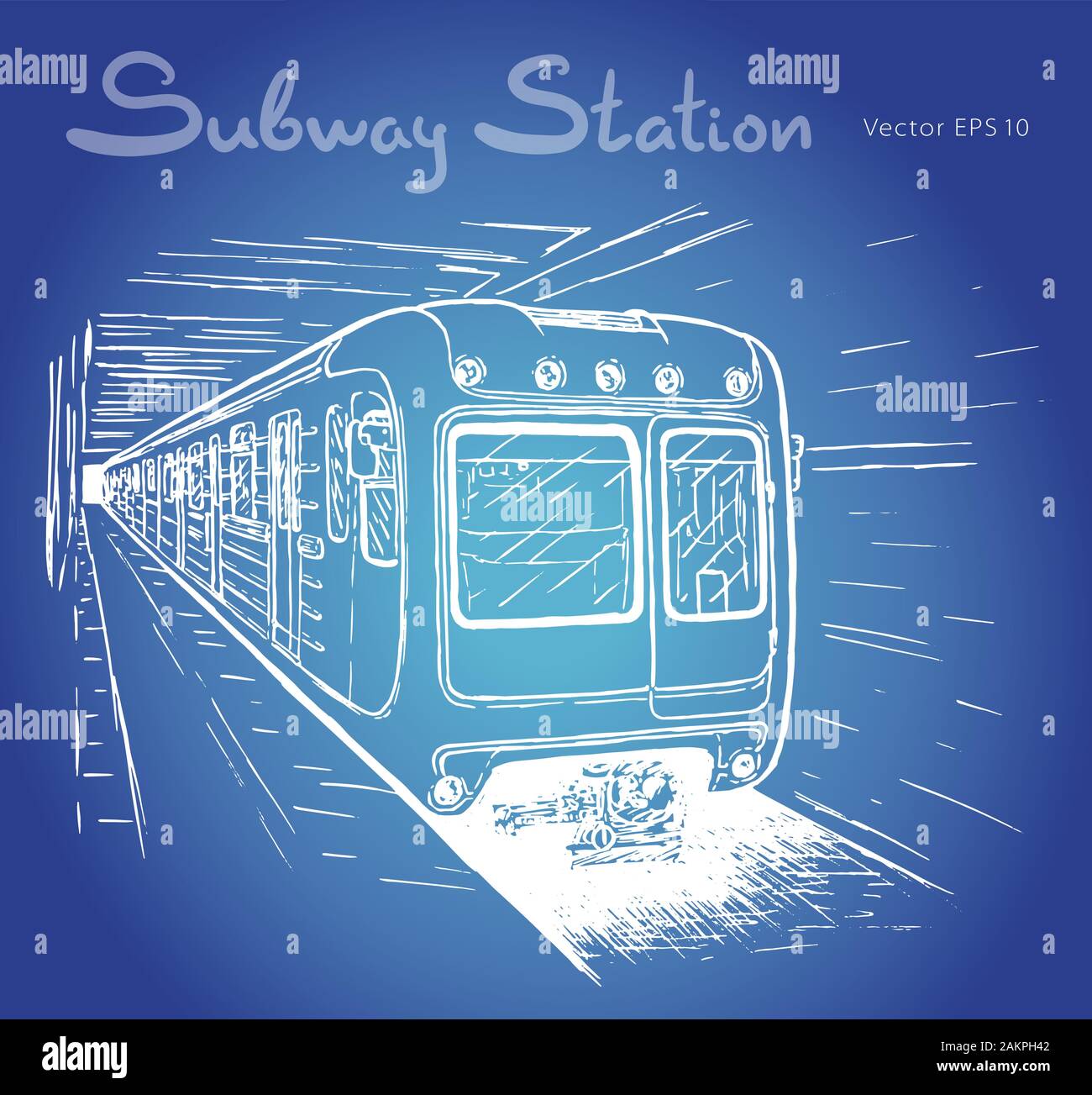 Mano bozzetto di stazione della metropolitana illustrazione Illustrazione Vettoriale